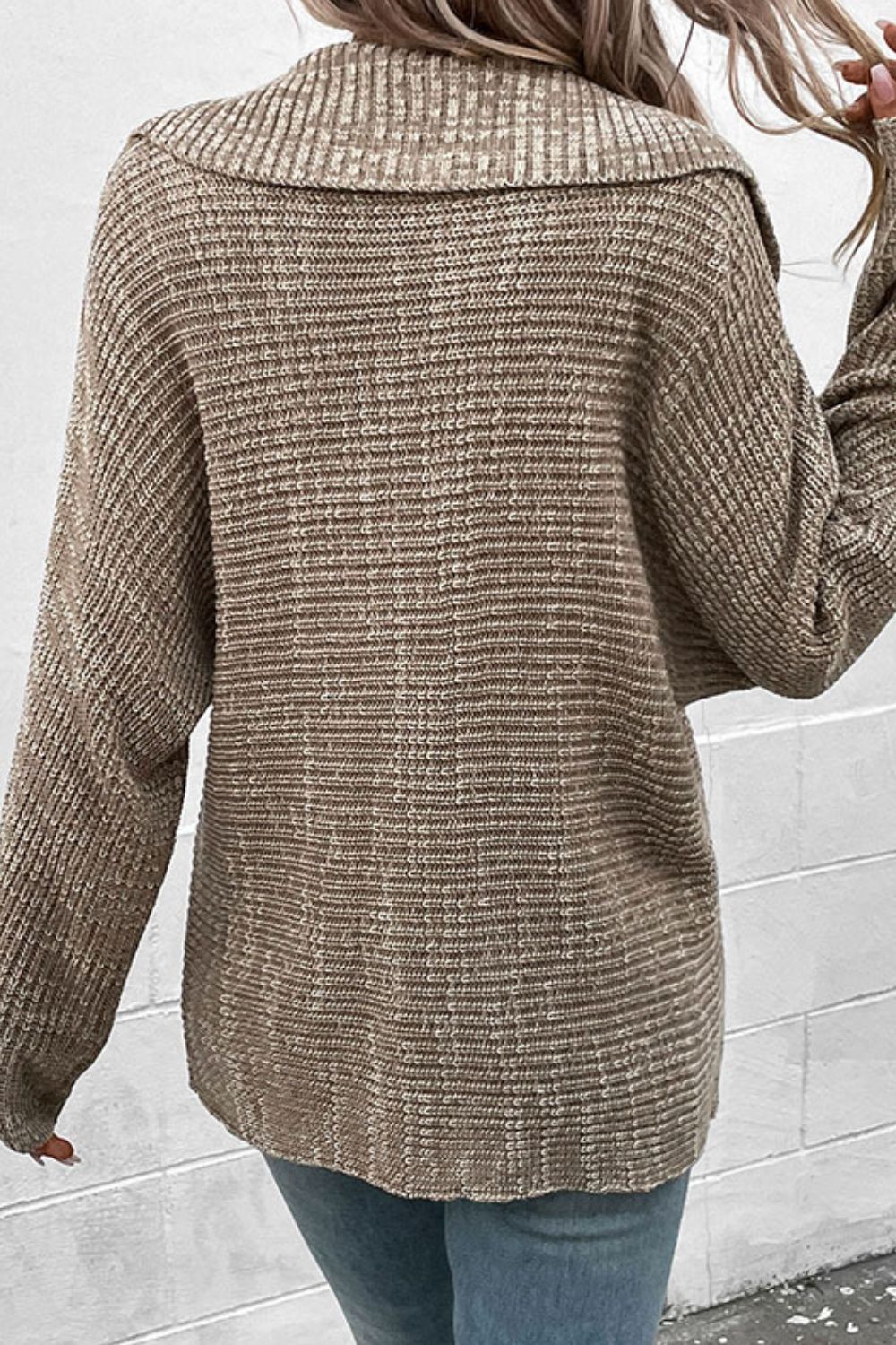 Perfee Heathered Horizontal-Ribbing Pullover Sweater