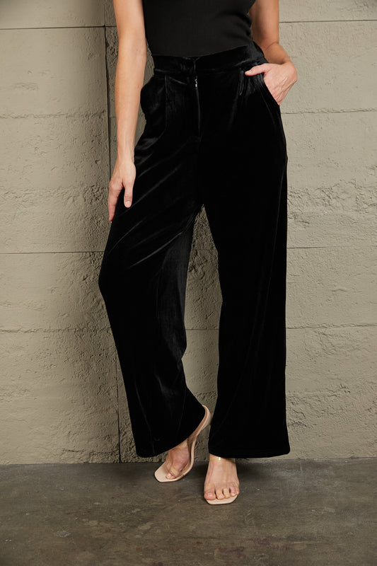 Loose Fit High Waist Long Pants with Pockets