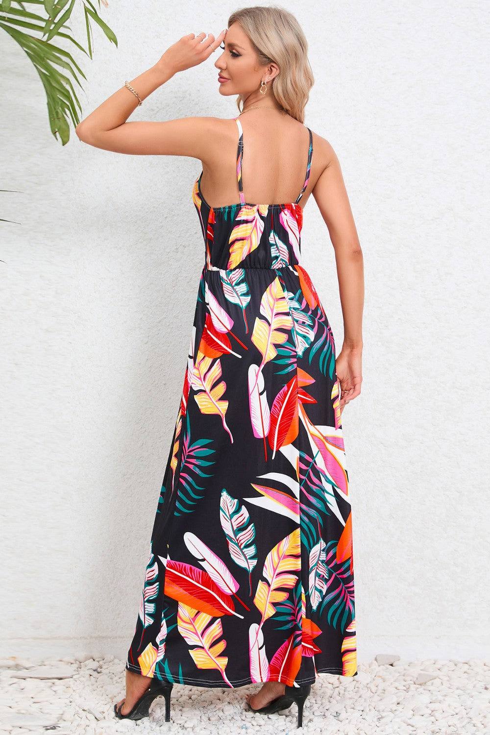 Printed Surplice Maxi Cami Dress