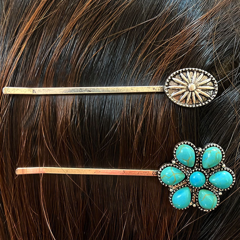 Turquoise Alloy Hairpin