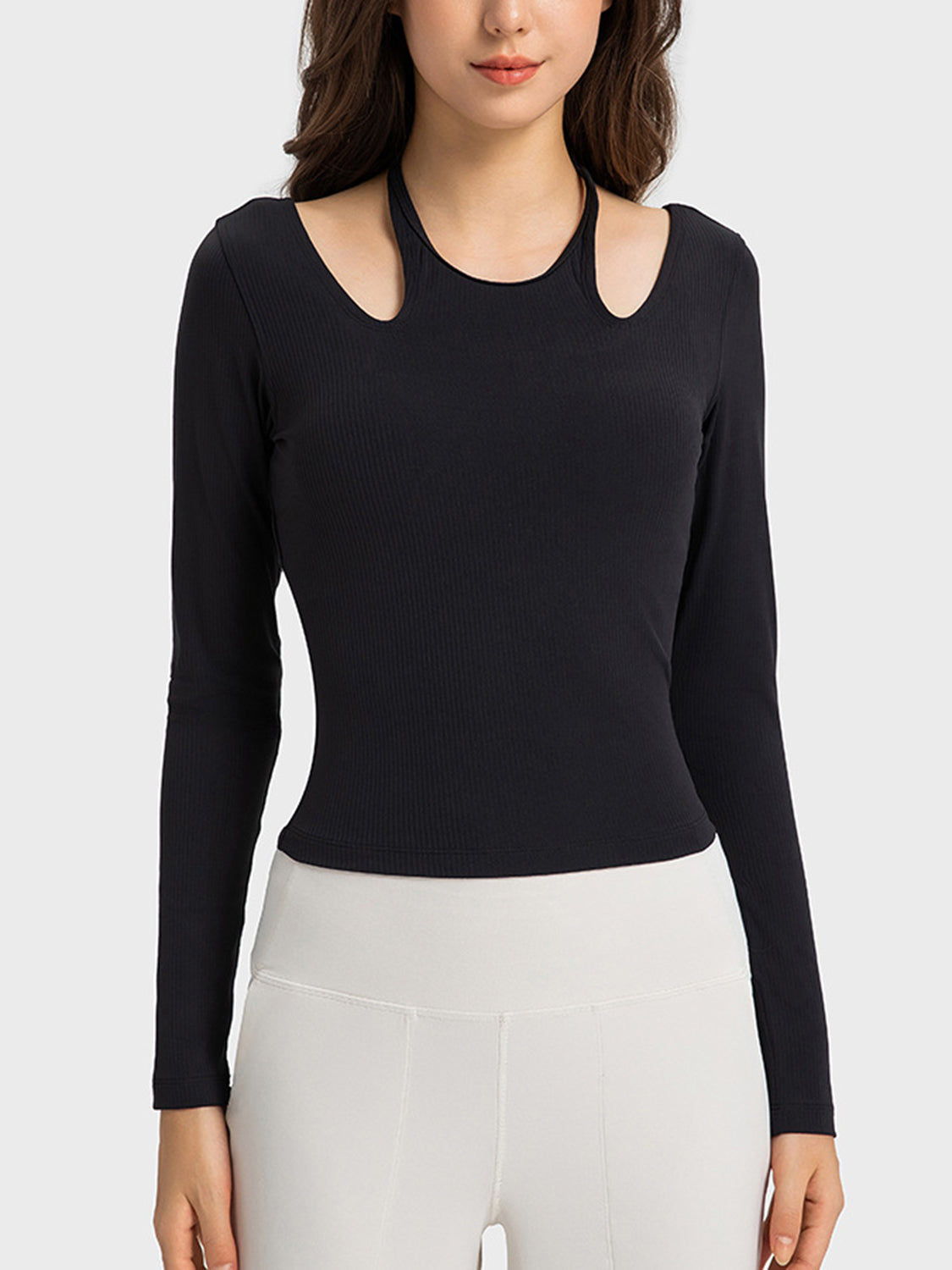 Millennia Halter Neck Long Sleeve Sporty Top