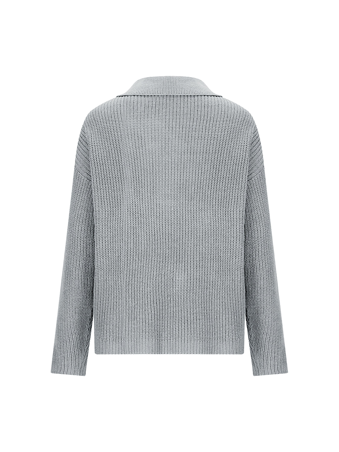 Collared Neck Half Button Knit Top