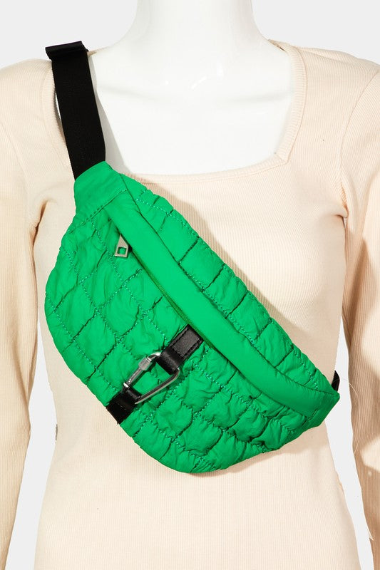 Fame Carabiner Bubble Texture Quilted Sling Bag