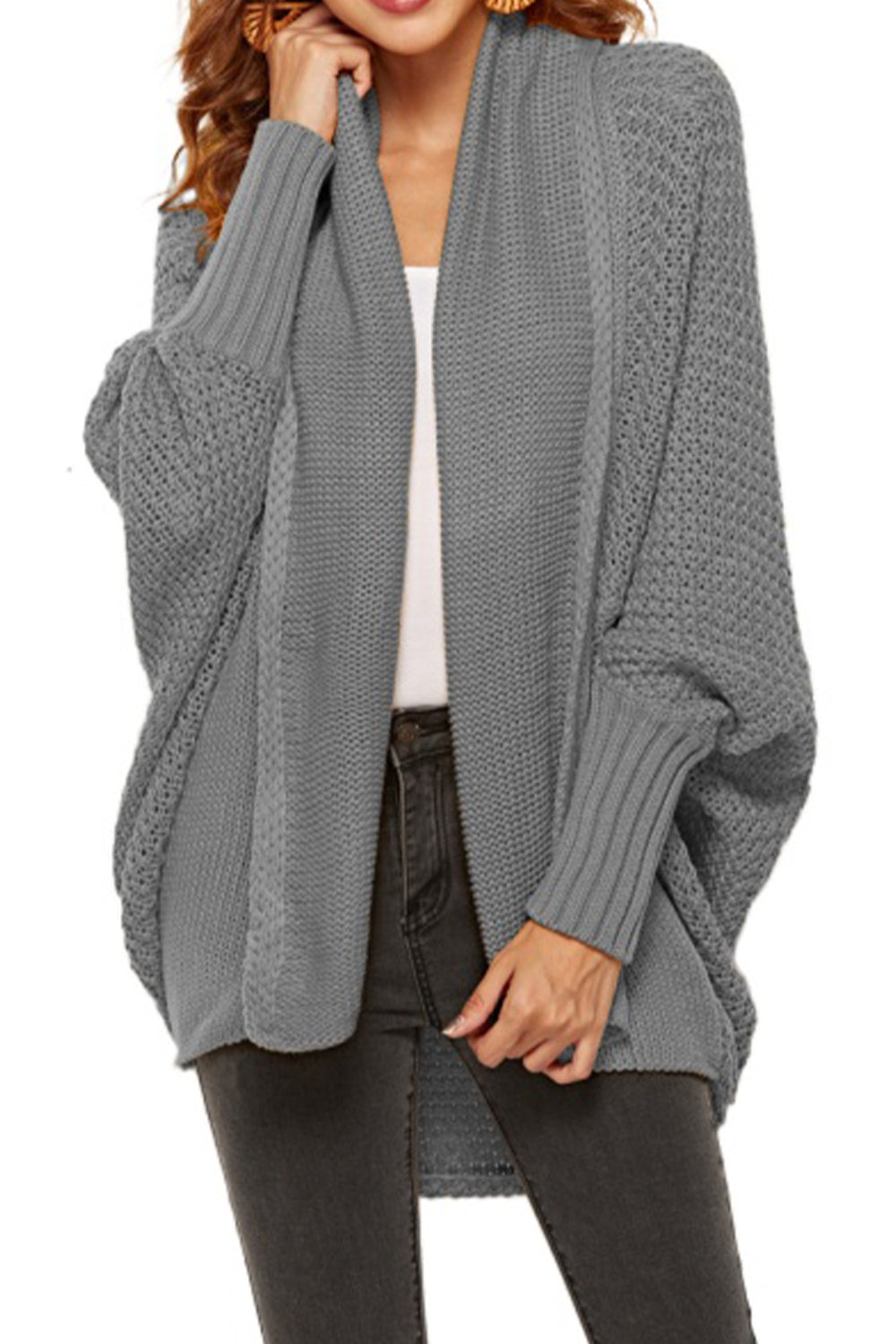 Angel Wings Open Front Dolman Sleeve Longline Cardigan