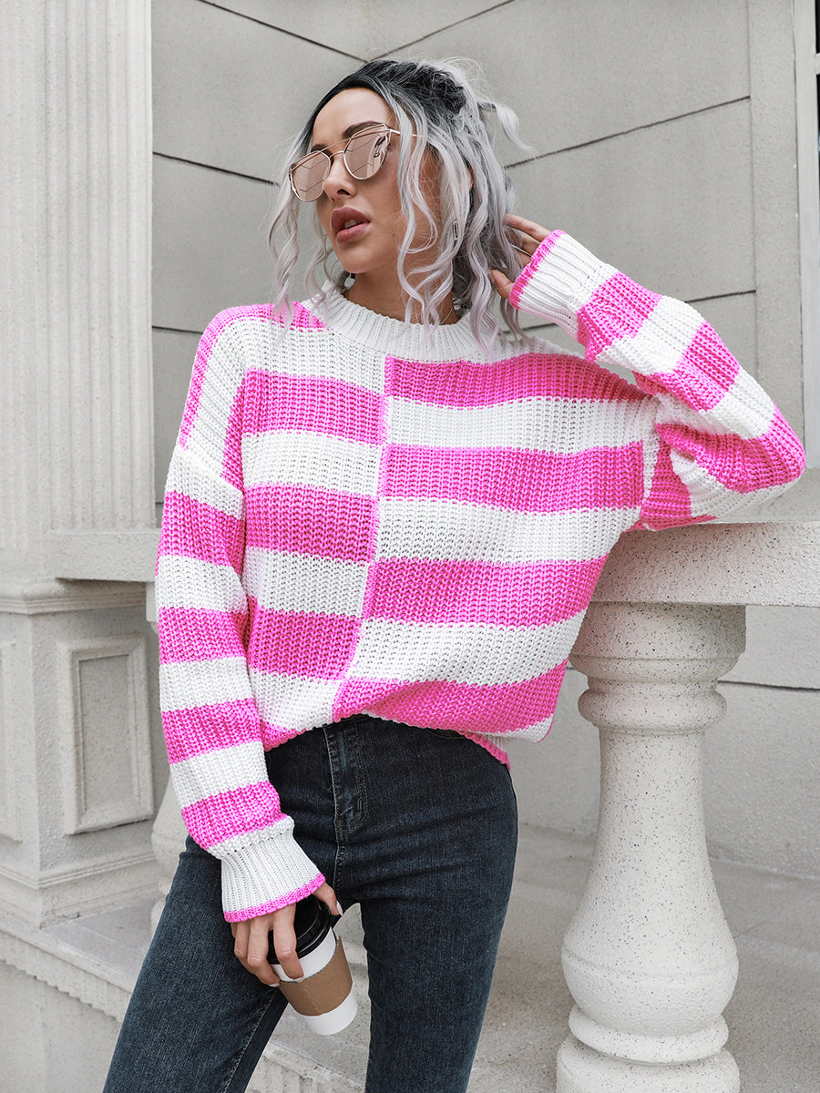 Two-Tone Dropped Shoulder Sweater