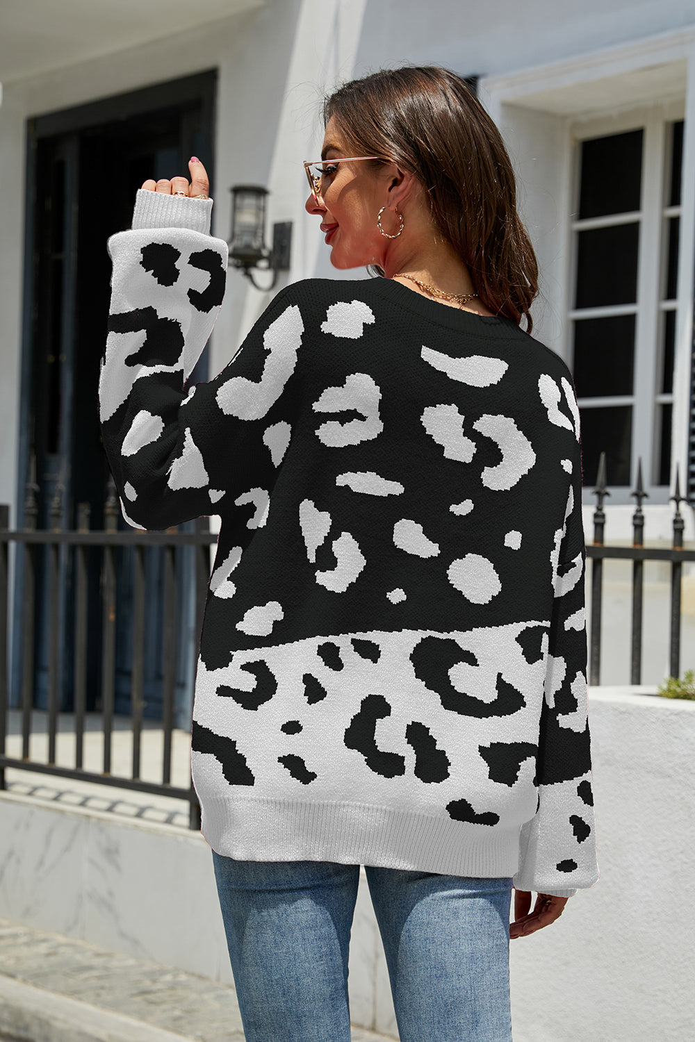 Leopard Drop Shoulder Sweater