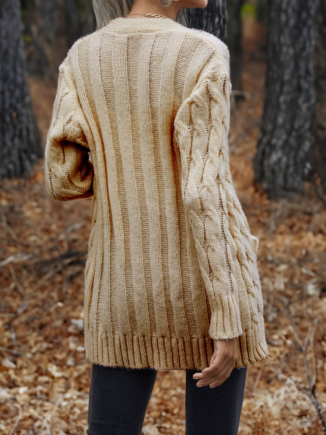 Cable-Knit Button Down Cardigan