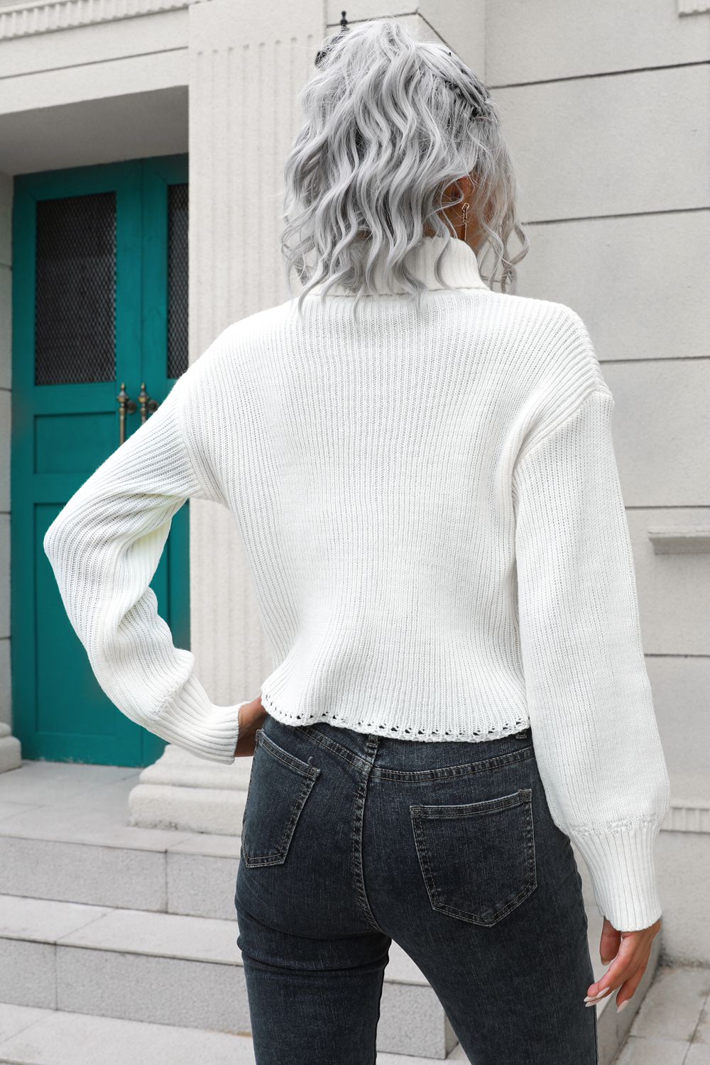 Turtleneck Dropped Shoulder Sweater