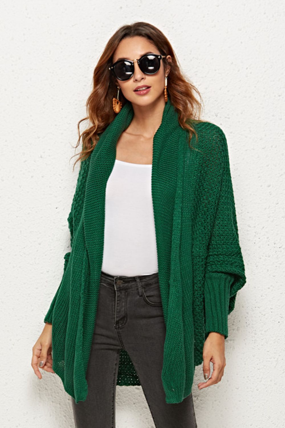 Angel Wings Open Front Dolman Sleeve Longline Cardigan