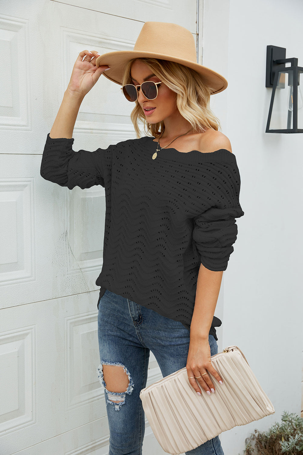 Round Neck Drop Shoulder Sweater