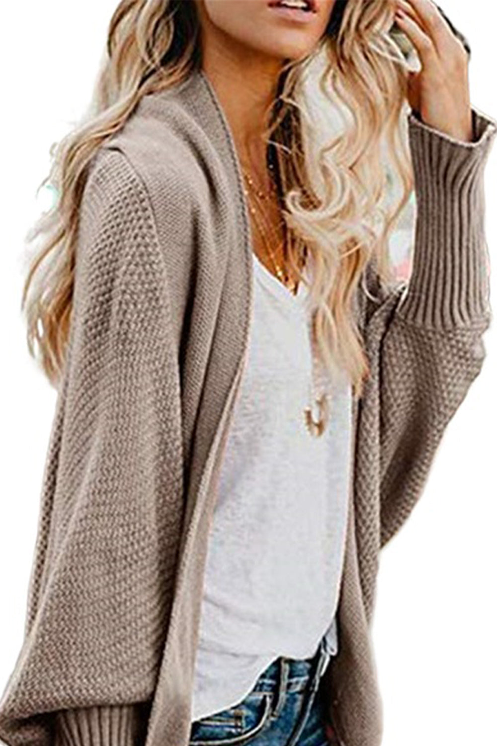 Angel Wings Open Front Dolman Sleeve Longline Cardigan