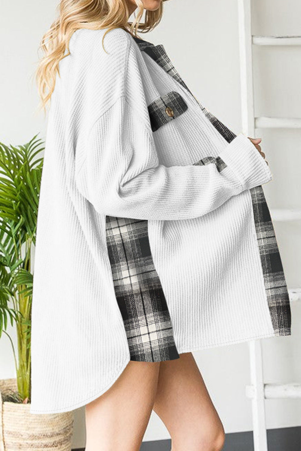 Plaid Button Down Collared Jacket