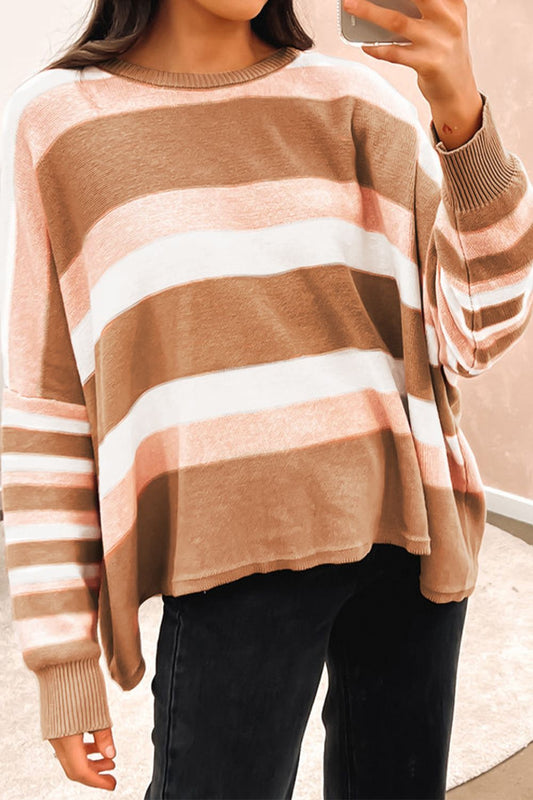 Striped Round Neck Long Sleeve Sweater