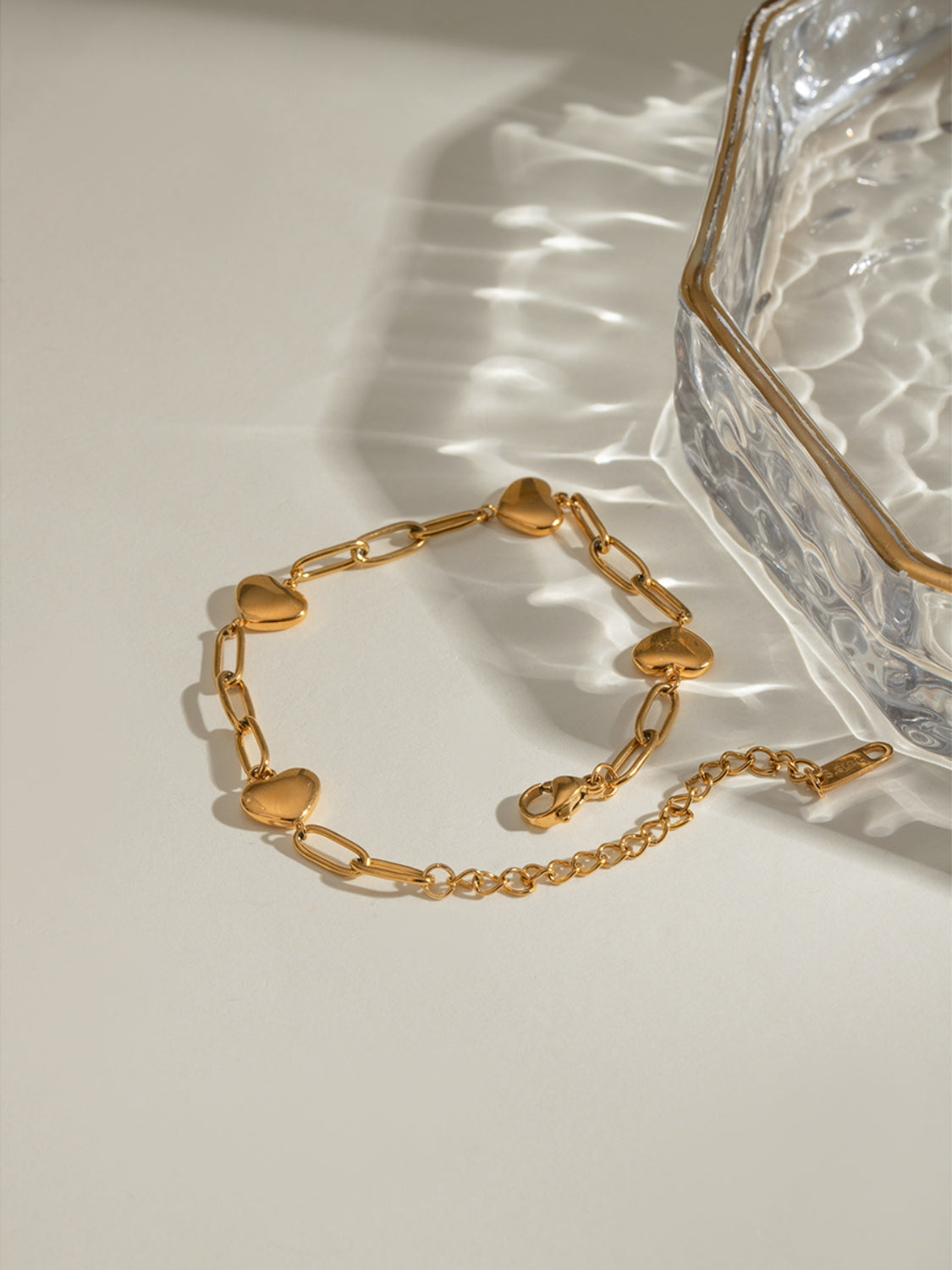 18K Gold-Plated Stainless Steel Heart Bracelet