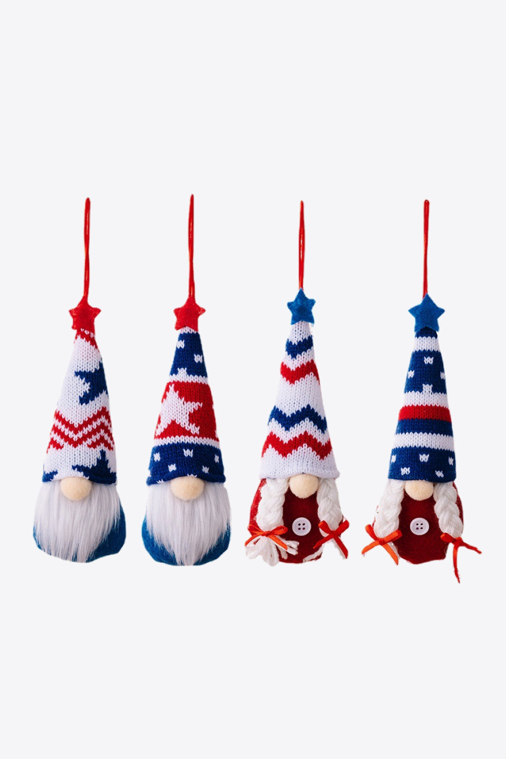 4-Piece Independence Day Knit Hanging Gnomes