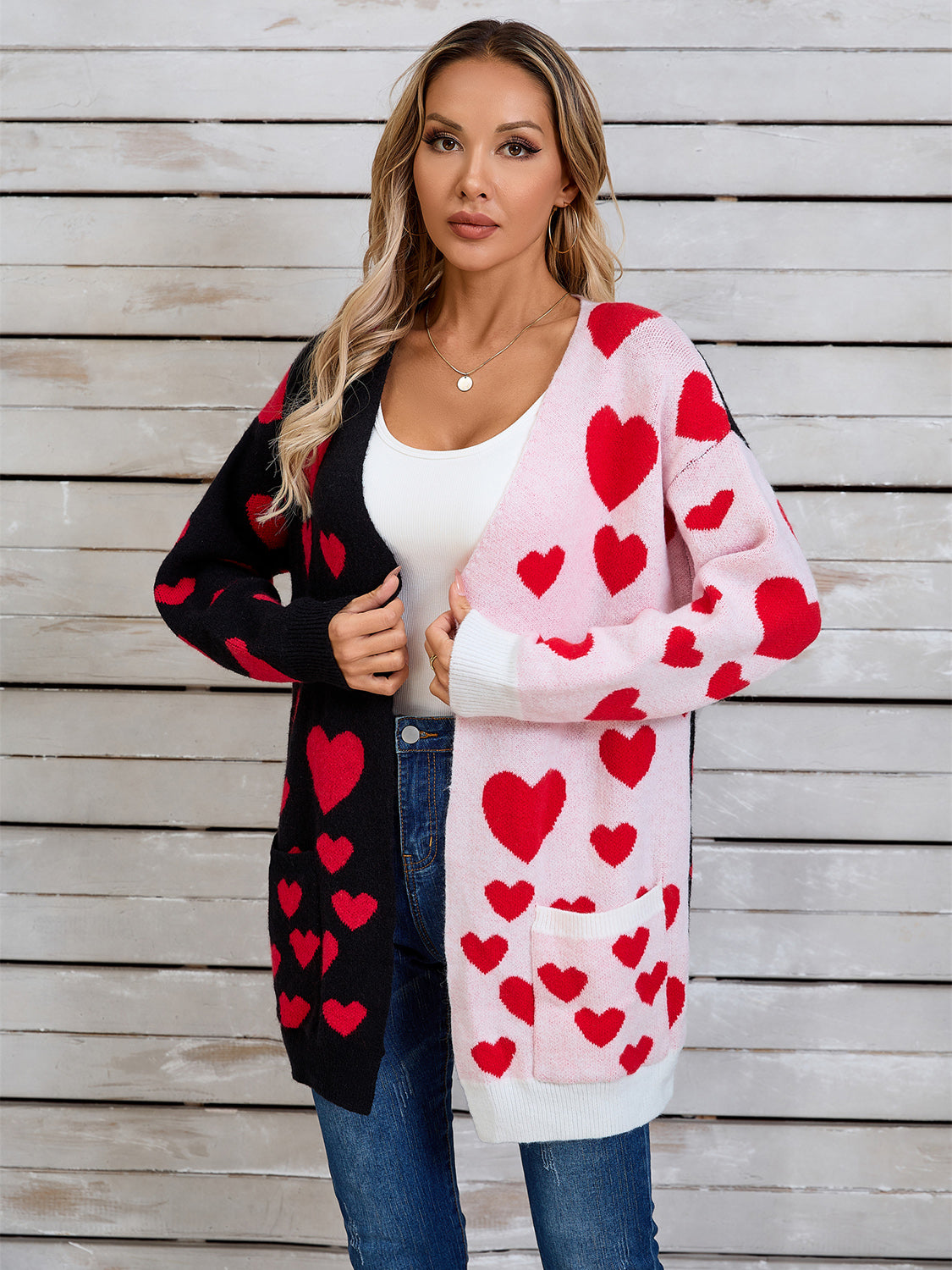 Angel Wings Heart Open Front Long Sleeve Cardigan