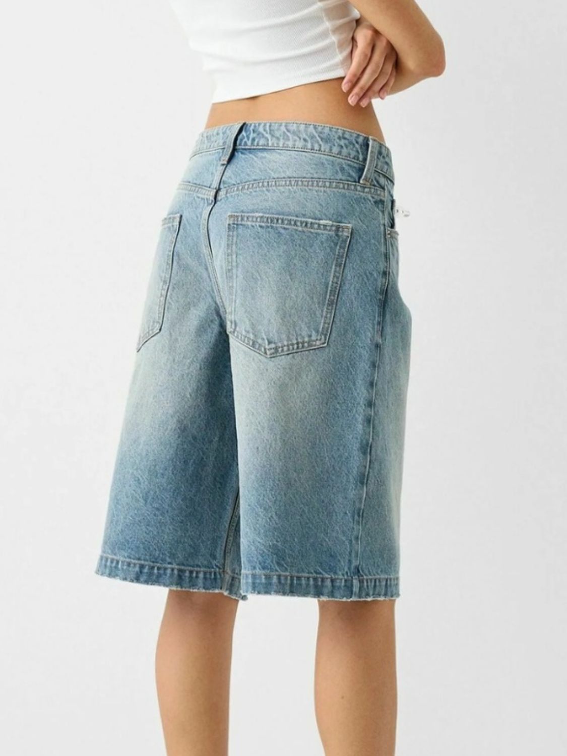 High Waist Denim Shorts with Pockets