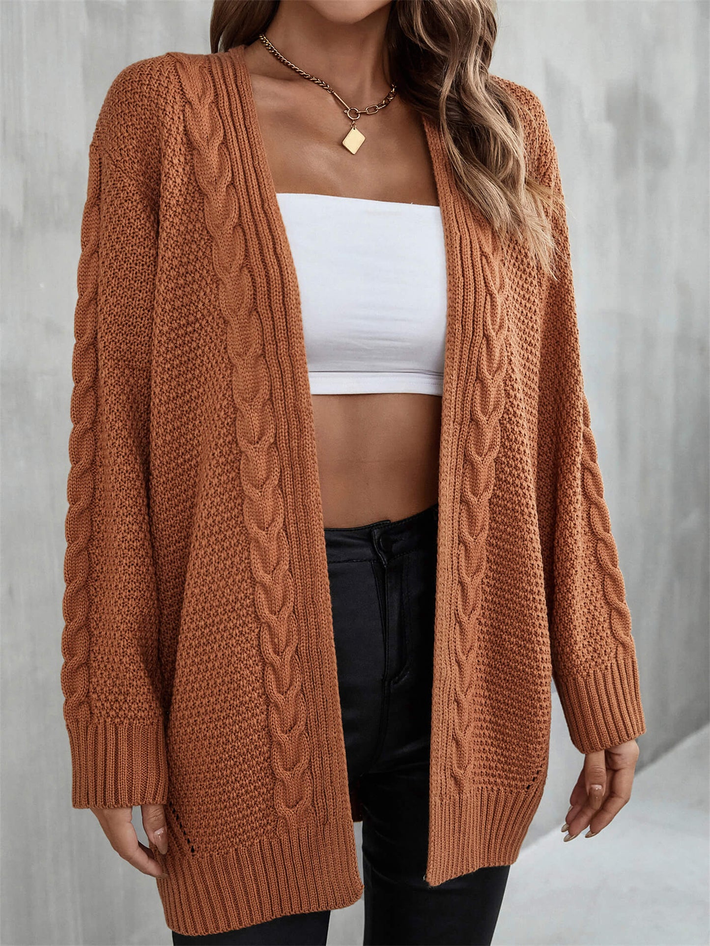 Angel Wings Warm Fall Mixed Knit Open Front Longline Cardigan