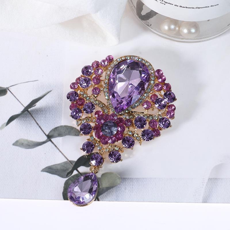 Alloy Rhinestone Teardrop Brooch