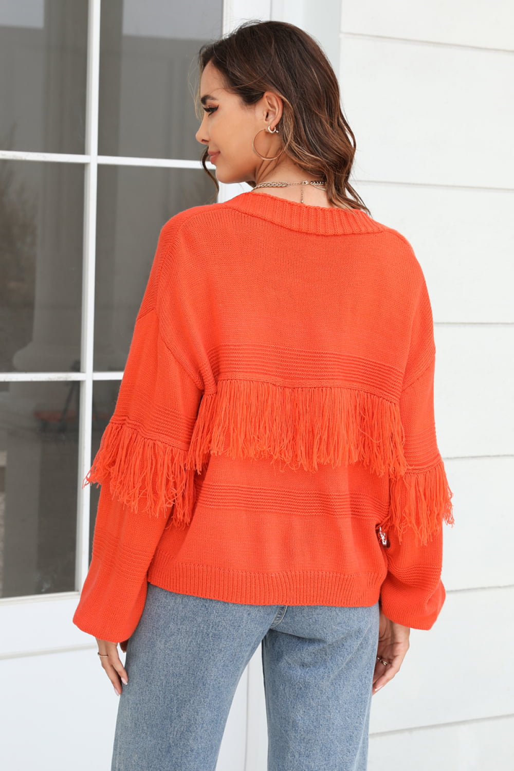 Angel Wings Fringe Trim Open Front Cardigan