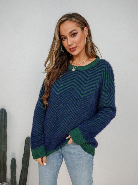 Angel Wings Round Neck Long Sleeve Sweater