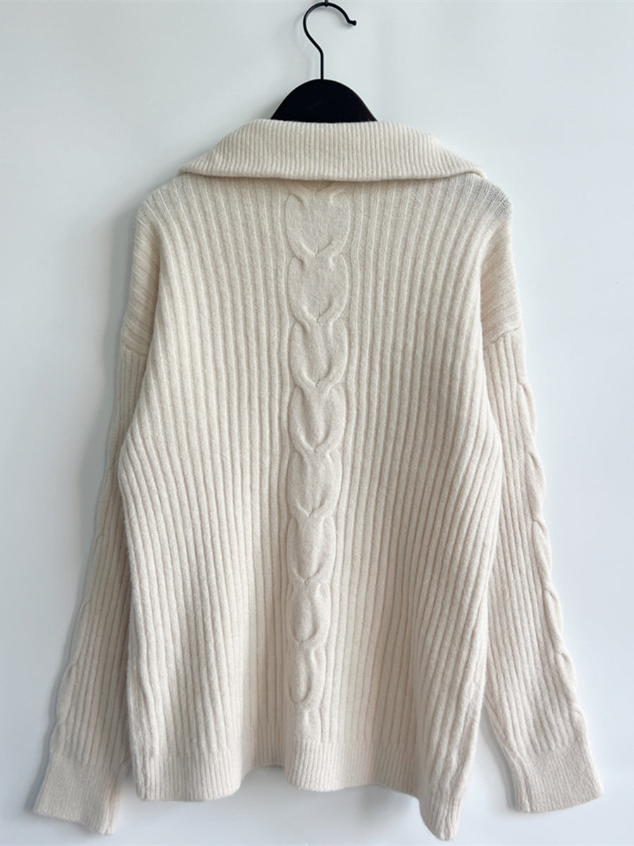 Ribbed Half Zip Long Sleeve Sweater