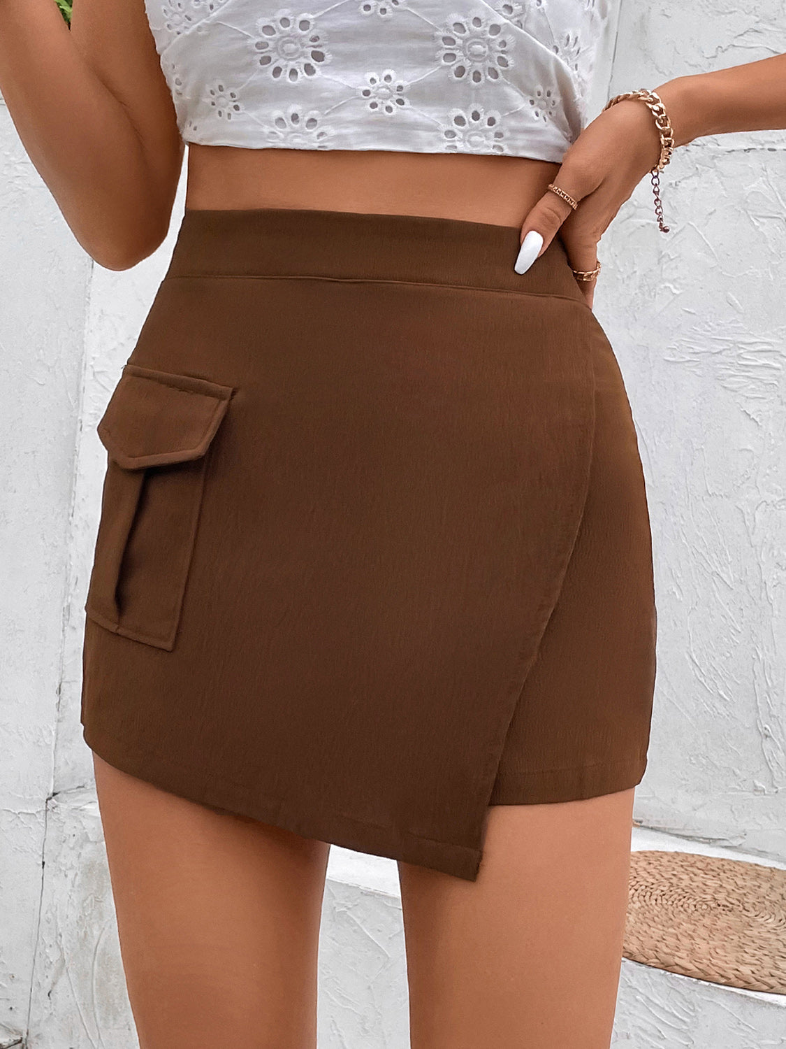 Perfee Pocketed High Waist Shorts