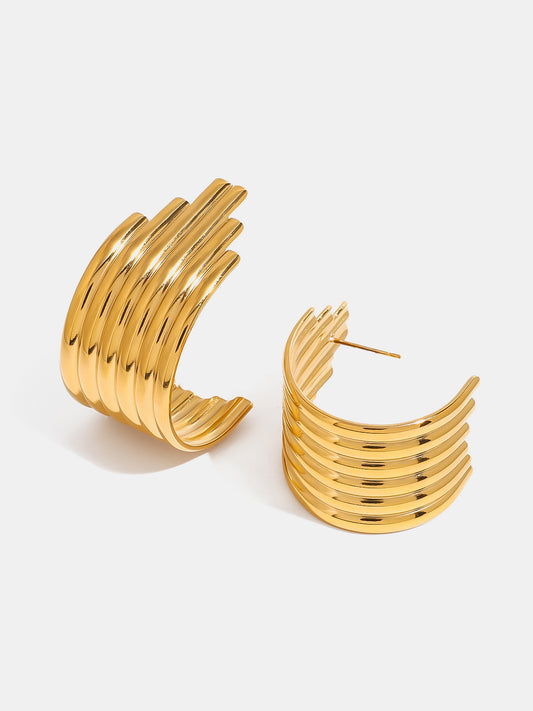 18K Gold-Plated Stainless Steel Ribbed Earrings