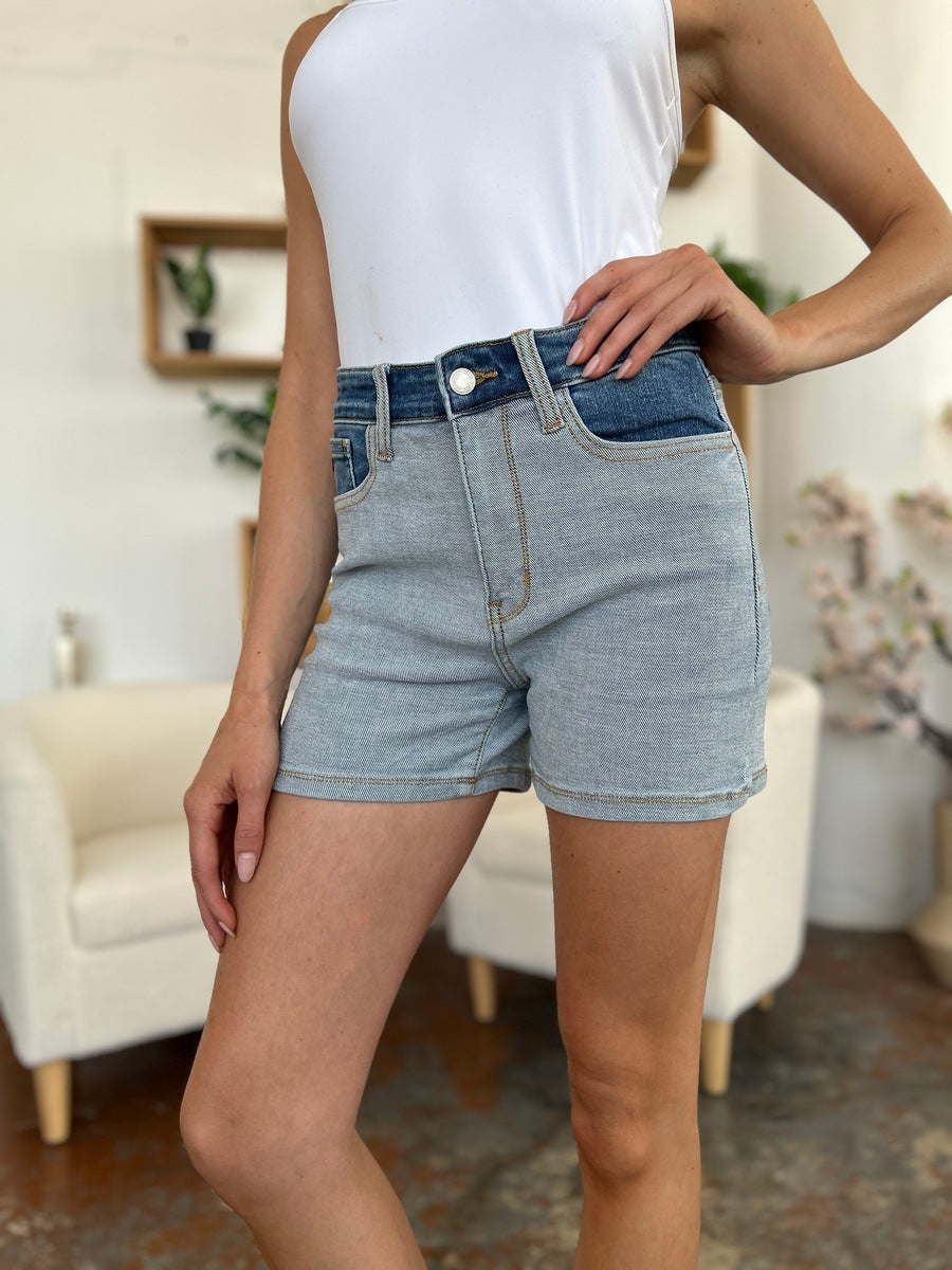 Judy Blue Full Size Color Block Denim Shorts